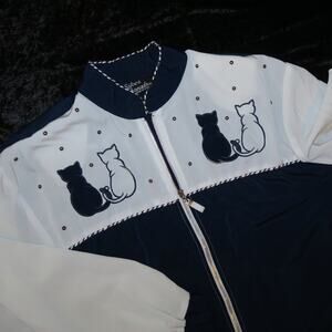 Vintage Cat Lover Jacket Beaded Embroidered Rope Western Sz Large Shoulder Pads